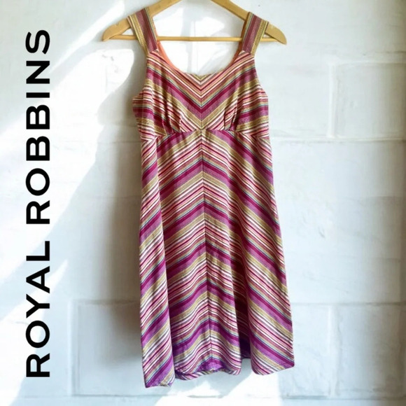 Royal Robbins Dresses & Skirts - 85%OFF❣️Royal Robbins Pink Chevron Striped Sleeveless Dress, L
